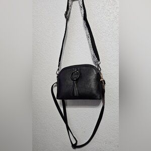 Sam & Hadley Mini Dome Bag with an alternate patterned strap faux vegan leather